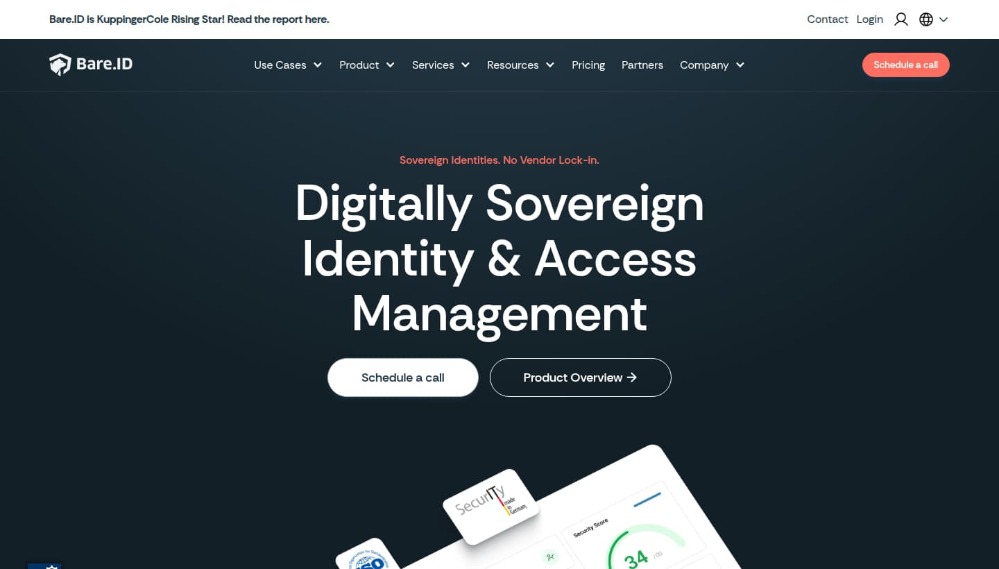 Bare.ID: sovereign identity without vendor lock-in